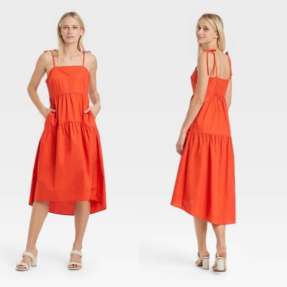 Who What Wear Women's Dress Large Red Sleeveless Baby Doll High Low Sundress New - Picture 1 of 9